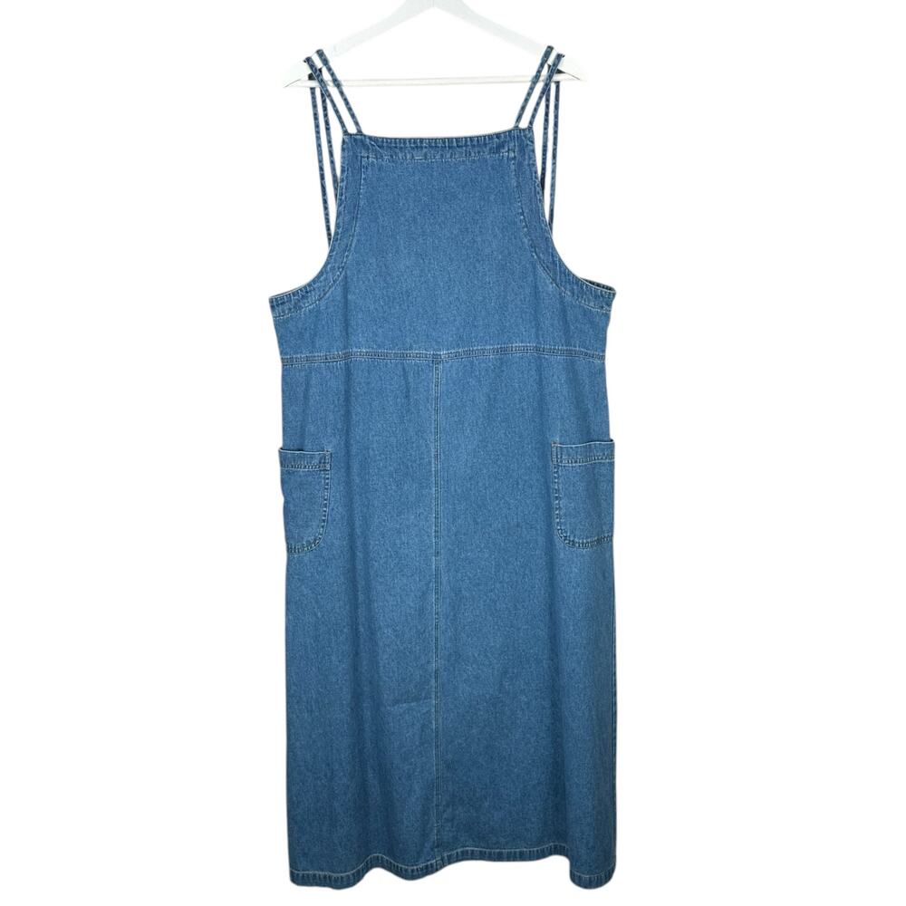 Vintage Y2K Maxi Jumper Dress Womens 14 Blue Denim Overalls 90s Grunge Cottage